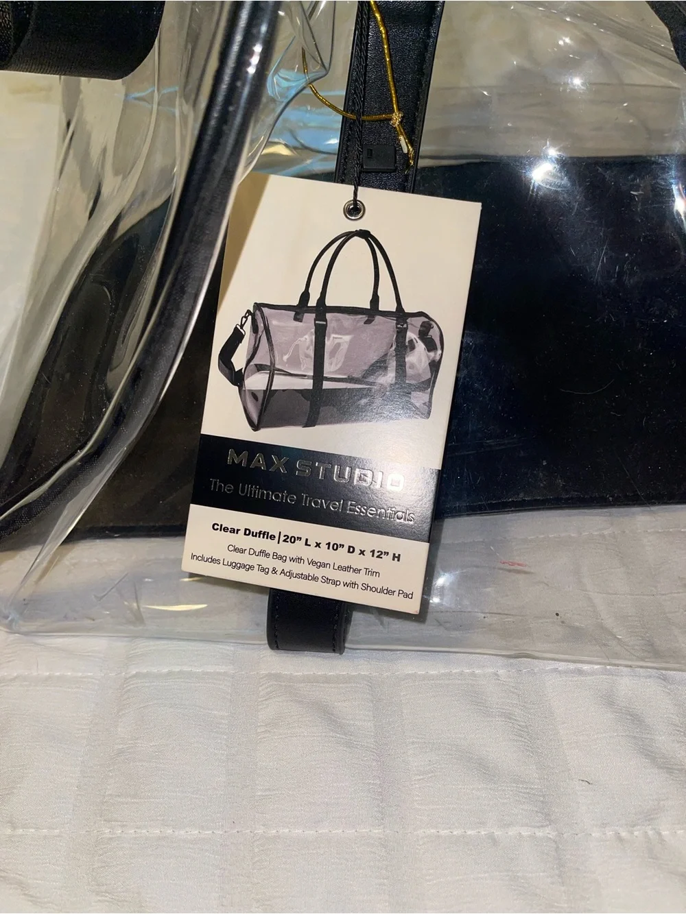 Max Studio Clear Tote with Vegan Leather Trim